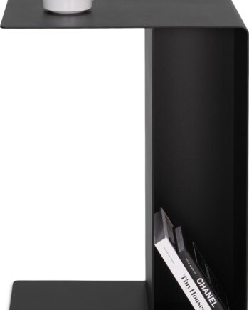 Udendørs Sidebord Spinder Design Slide Sort Stål Med åben Hylde H54ã B30ã D40 Cm