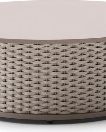 Udendørs Sofabord Kave Home Sedalis Rund ø99   H36 Cm Gråbrun Aluminium Reb