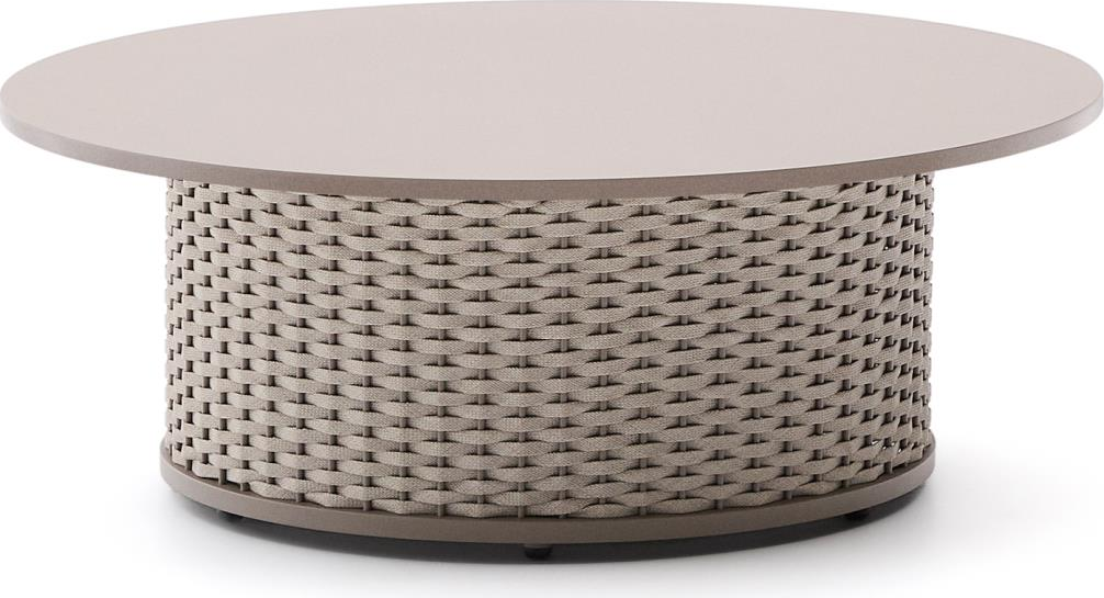 Udendørs Sofabord Kave Home Sedalis Rund ø99 H36 Cm Gråbrun Aluminium Reb