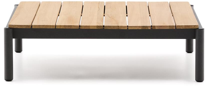 Udendørs Sofabord Loungebord Kave Home Sorells   Teak Og Aluminium Natur Grafit 88 8ã 91ã 25   Cm