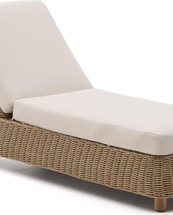 Udendørs Solseng Kave Home Meria   Lysebrun Syntetisk Rattan Med Uv-resistent Stålramme Og Aftagelige Olefina-hynder L218   B82 Cm