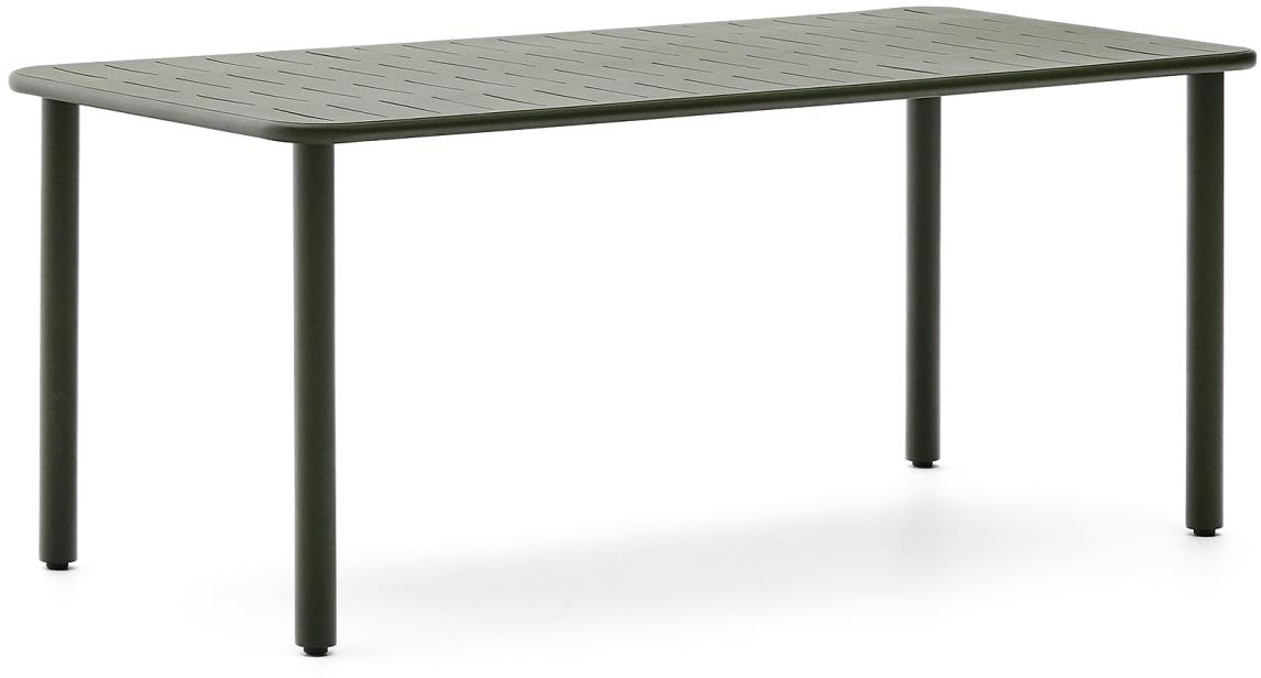Udendørs Spise- Og Havebord Kave Home Brai   Galvaniseret Stål 180x90 Cm Mørkegrøn Industrielt Design