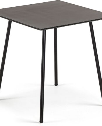 Udendørs Spisebord Kave Home Mathis Havebord 75x75 Cm Sort Cement Med Galvaniseret Stål