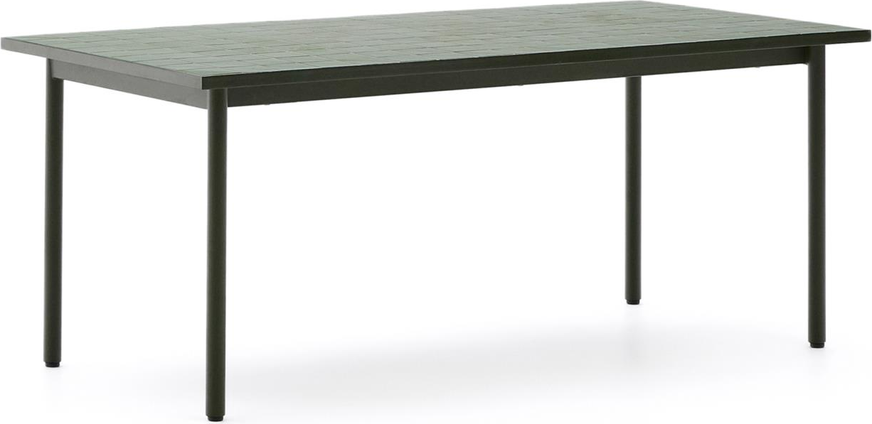 Udendørs Spisebord Kave Home Maurina Grøn Keramik Cement Stål 223ã 101ã 76 Cm