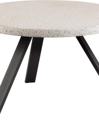 Udendørs Spisebord Kave Home Shanelle ø120 Cm Terrazzo Top Hvid Sort Stålben