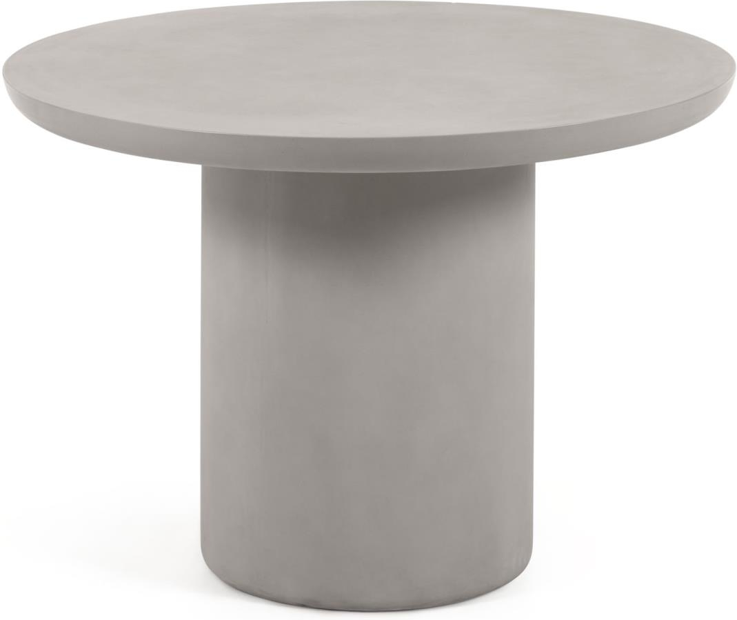 Udendørs Spisebord Kave Home Taimi Naturfarvet Cement ø110 H76 Cm Moderne Nordisk Terrassebord