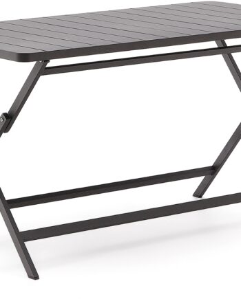 Udendørs Spisebord Kave Home Torreta Aluminium Grafit Sammenklappeligt Moderne Industrielt Til   Personer 140x70x74   Cm