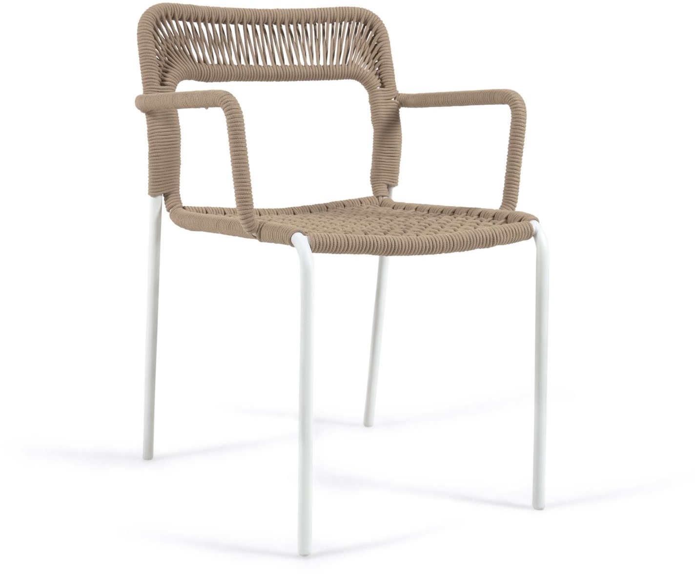 Udendørs Spisebordsstol Kave Home Cailin Med Håndflettet Beige Sæde Galvaniseret Stålramme Og Stabelbar Op Til Stole