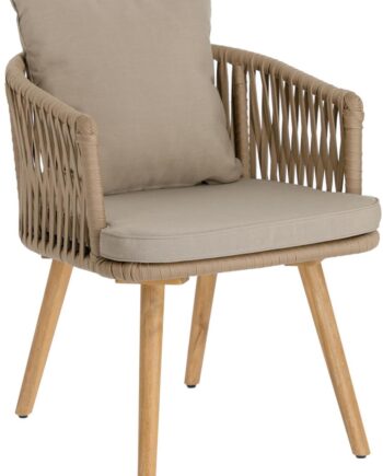 Udendørs Spisebordsstol Kave Home Hemilce Havestol   Beige Håndvævet Snor  Robust Aluminiumramme