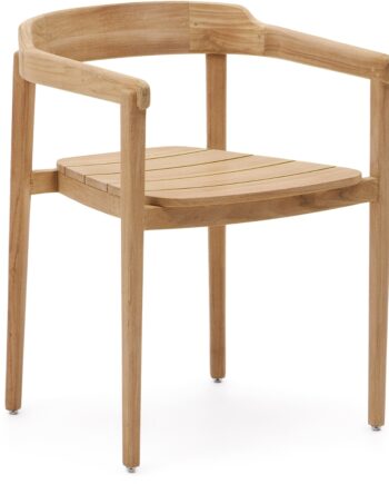 Udendørs Spisebordsstol Kave Home Icaro   Teak    Rund Ryg   Armlæn   Stabelbar Fsc Rustik Kolonial Havestol
