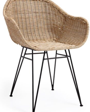 Udendørs Spisestol Havestol Kave Home Chart Naturfarvet   Galvaniseret Stål Og Flettet Polyrattan