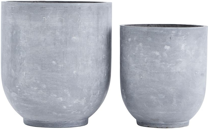 Udendørskrukker Og Potter Sæt   Stk House Doctor Gard Grå   Frostsikre Fiberler Med Betonfinish ø50ã H55 Cm