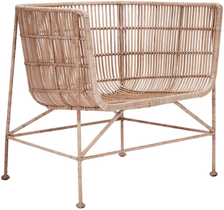 Udendørslænestol House Doctor Coon   Natur Rattan Og Sort Jern H70   B65     L70 Cm