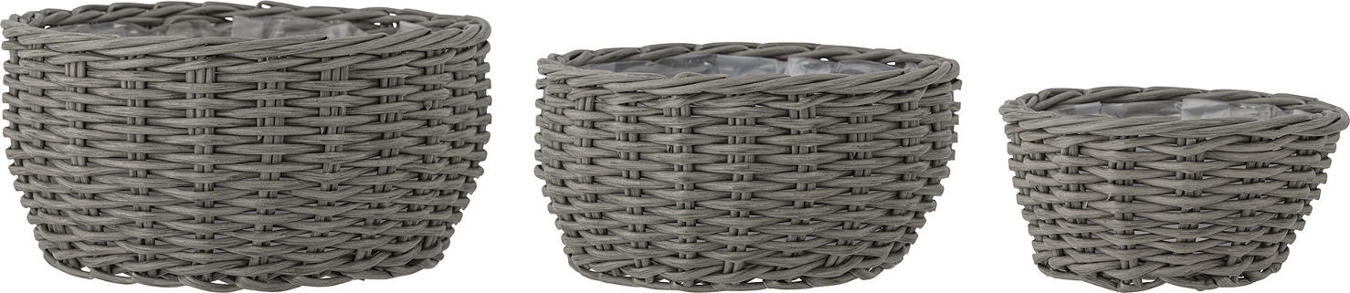 Urtepotteskjuler Bloomingville Fioria Polyrattan Grå ø50   H22 Cm Til Indendørs Og Udendørs Brug