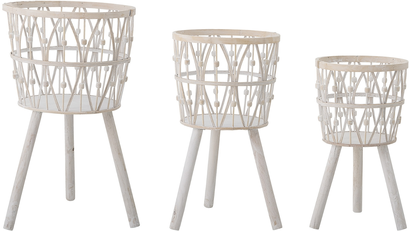 Urtepotteskjuler Plantekrukke Creative Collection Banni Bambus Hvid ø14 5ã 29   Cm