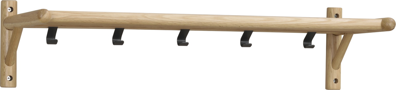 Væghængt Hattehylde Rowico Milford Massivt Egetræ Og Sort Metal H19ã B80ã D33 Cm
