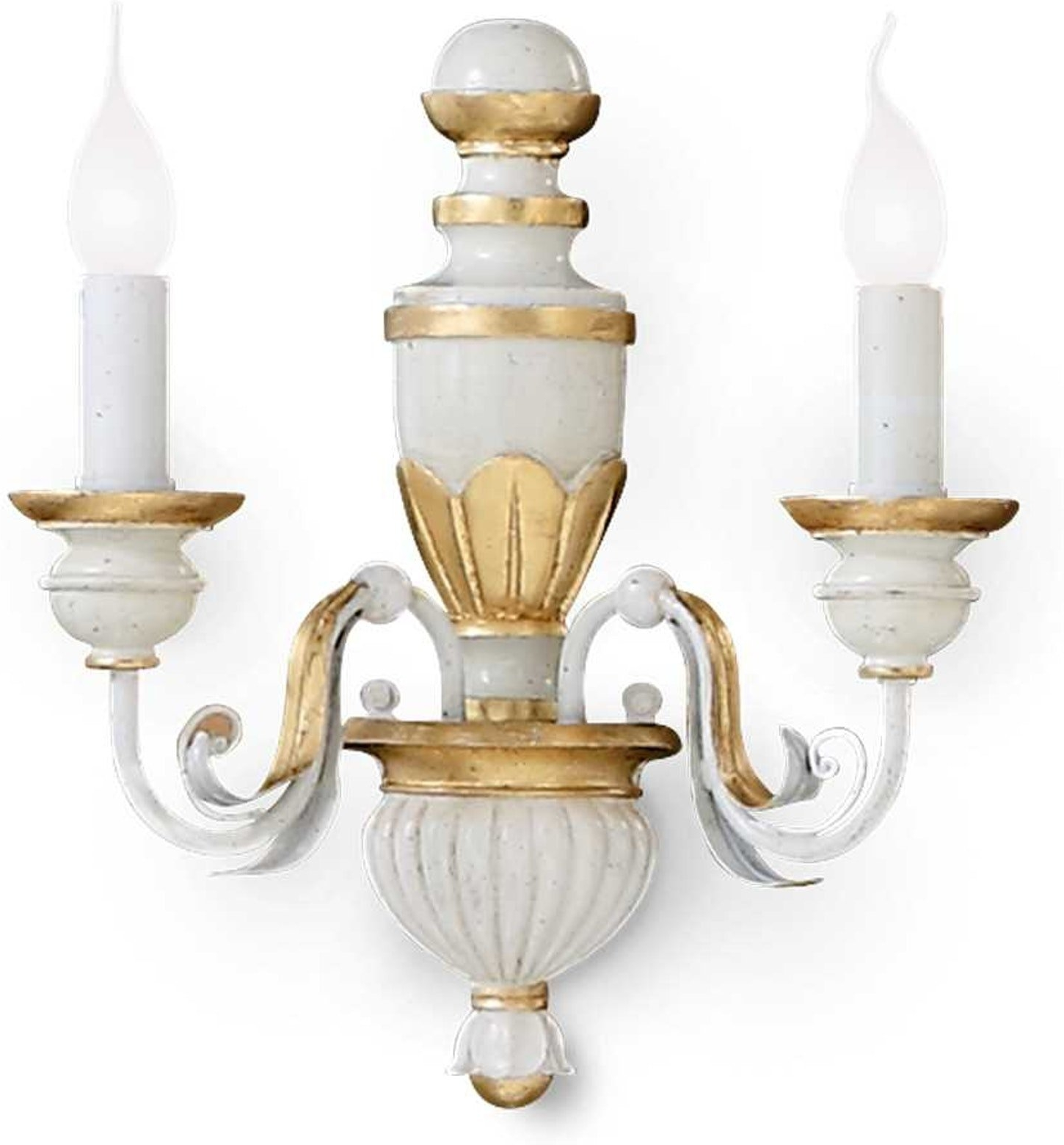 Væglampe Ideal Lux Firenze Hvid Harpiks Metal Med Bladguld Antik Effekt E14-sokkel