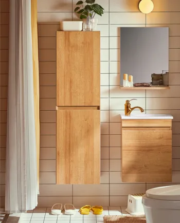 Vægophængt Badeværelsesskab  L35xb30xh120 Cm  Naturfarvet
