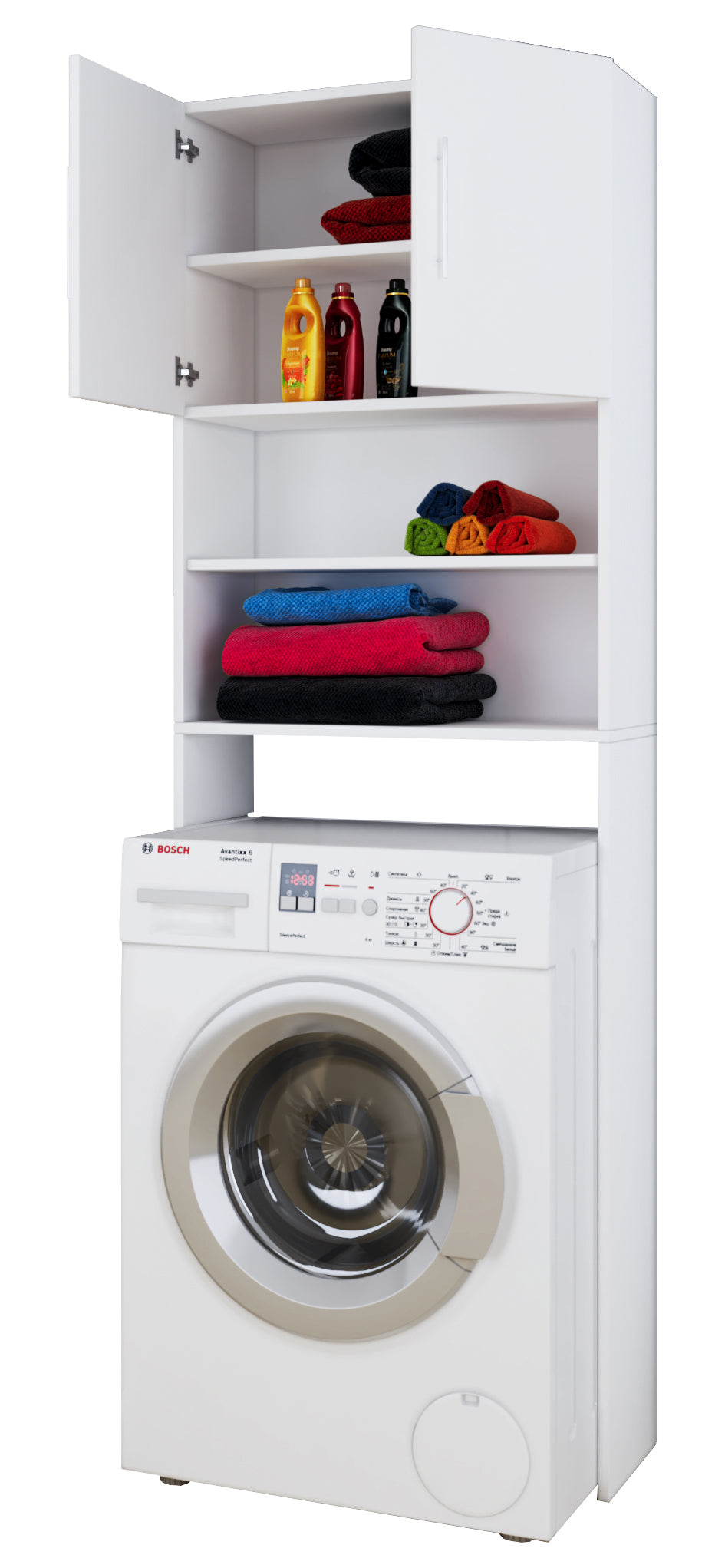 Vaskemaskineskab  Quot Jutas Quot  64x190x25 Cm  Hvid