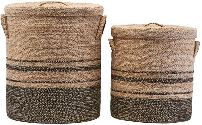 Vasketøjskurve House Doctor Laundry Sæt   Stk ø35xh40   ø40xh50 Natur Søgræs   Jute