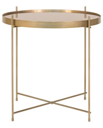 Venezia Sofabord Hjørnebord  Messing Farvet Stål  Glas ø48xh48cm