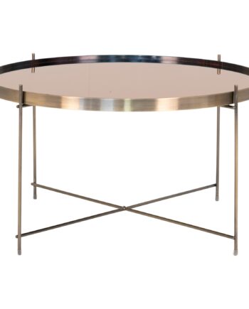 Venezia Sofabord Hjørnebord  Messing Farvet Stål Med Glas ø70xh40cm