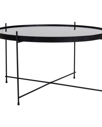 Venezia Sofabord Hjørnebord  Sort Stål Med Glas ø70xh40cm
