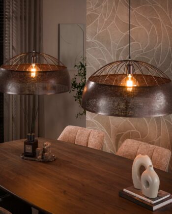 Vesur Loftlampe Med To Skærme   Antik Kobber Finish Levering Uden Pære
