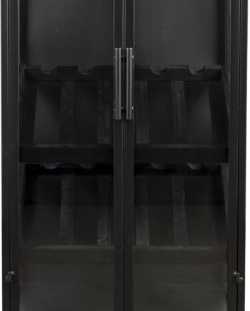 Vinskab Studio White Cabinet Antracit   10 Flasker  Glasophæng Til   Rækker  H103xb35xd52 Cm