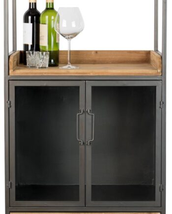 Vinskab Studio White Damian Vinreol Askegrå Grantræ Med Pulverlakeret Jern H171   B60   D40 Cm
