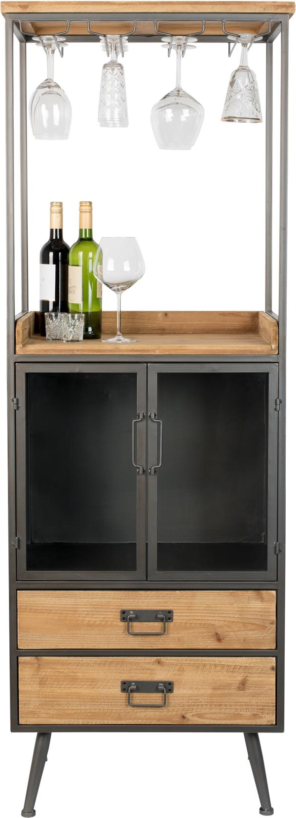 Vinskab Studio White Damian Vinreol Askegrå Grantræ Med Pulverlakeret Jern H171 B60 D40 Cm