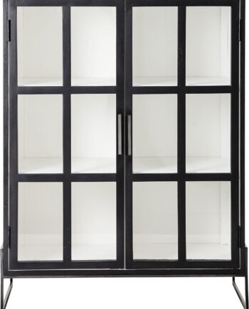 Vitrineskab Bloomingville Isabel 120x90x40 Cm Sort Egetræ Og Metal