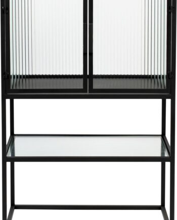 Vitrineskab Dutchbone Boli Offwhite   Jern H90   B60   D35 Cm Pulverlakeret Med Ribbede Glasdetaljer