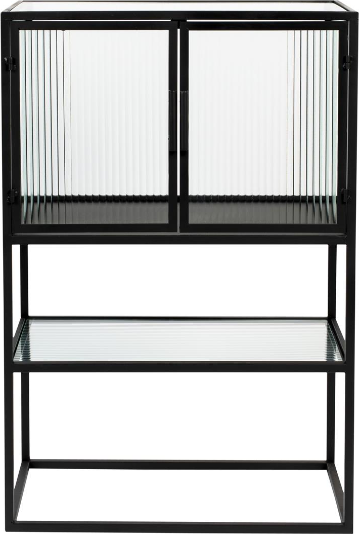 Vitrineskab Dutchbone Boli Offwhite   Jern H90   B60   D35 Cm Pulverlakeret Med Ribbede Glasdetaljer