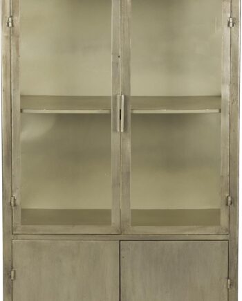 Vitrineskab Dutchbone Monviso   Taupe Jern Med Glasdøre  Guld-finish H151x64x35 Cm
