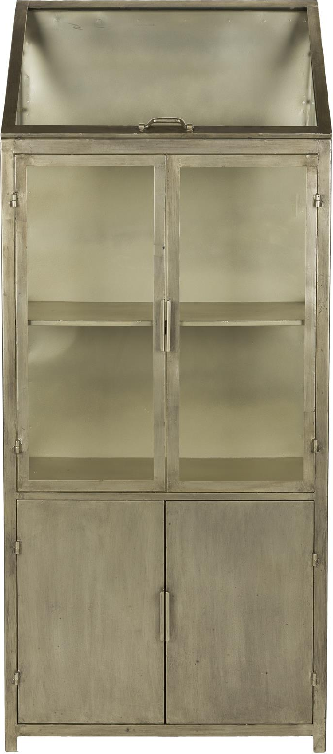 Vitrineskab Dutchbone Monviso   Taupe Jern Med Glasdøre  Guld-finish H151x64x35 Cm