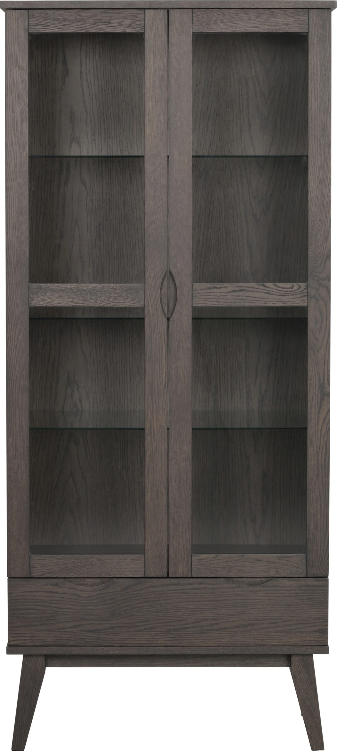 Vitrineskab Rowico Filippa Mørkebrun Egetræ Og Glas H185ã B82ã D40 Cm