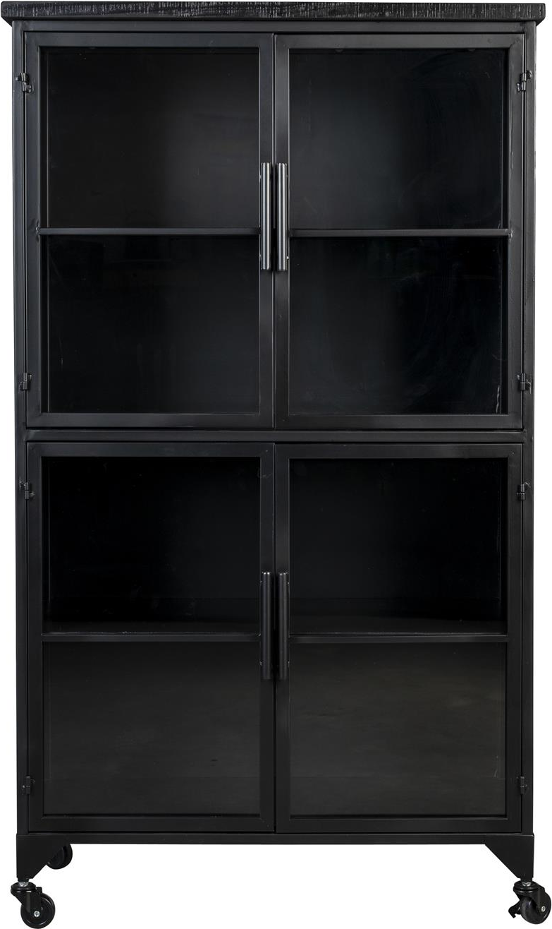 Vitrineskab Studio White Ferre H133   B35   L76 Cm Kulsort Lakeret Fyrfinér Med Jernstel
