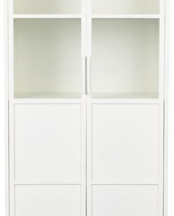 Vitrineskab Studio White Miya H150xb35xd68 Offwhite Pulverlakeret Jern Med Glas- Og Massive Døre