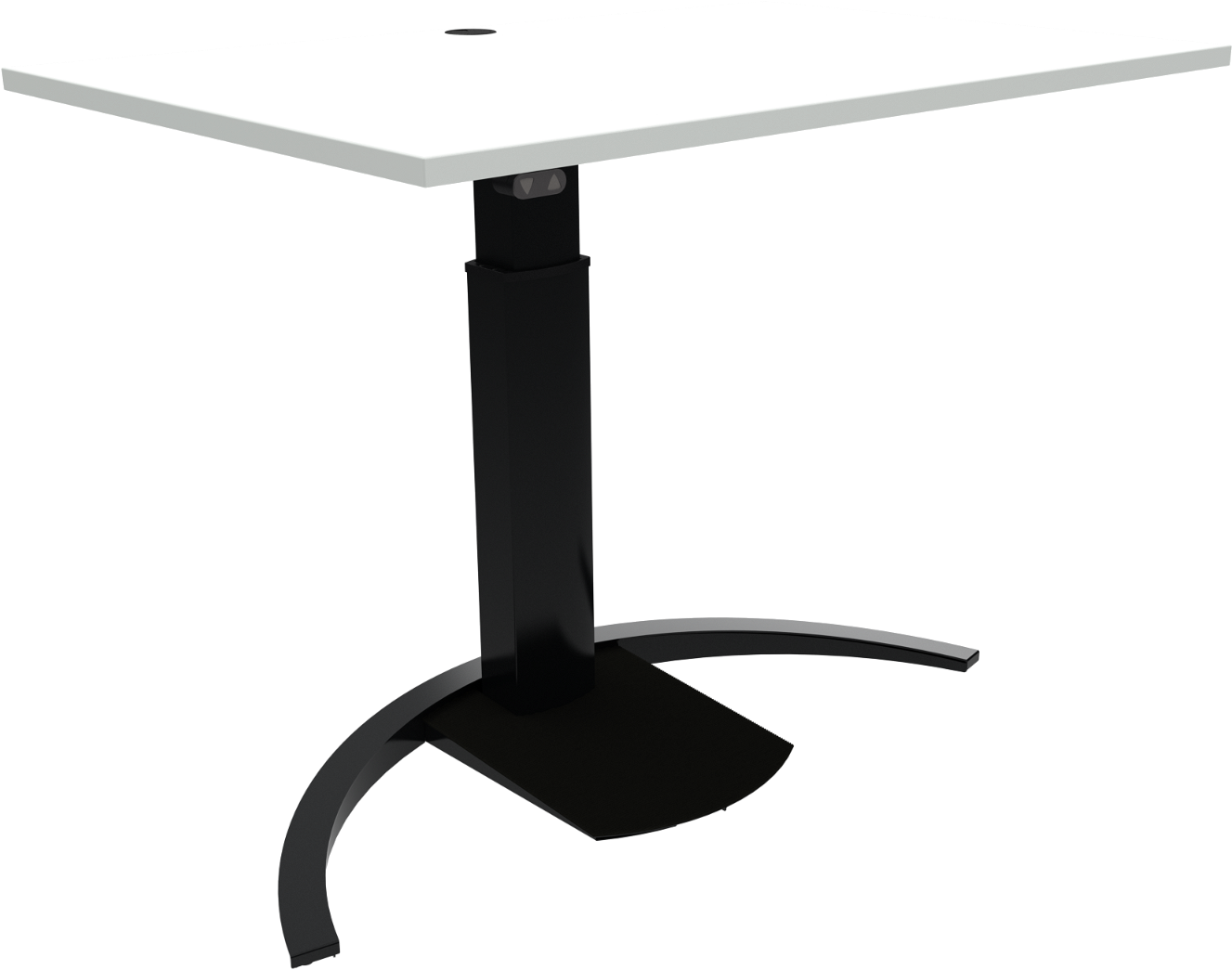 Zennord Ergotable Justerbart Enkeltben Hæve- Sænkebord 68-120 Cm Mfc Hvid Bordplade Sort Stel