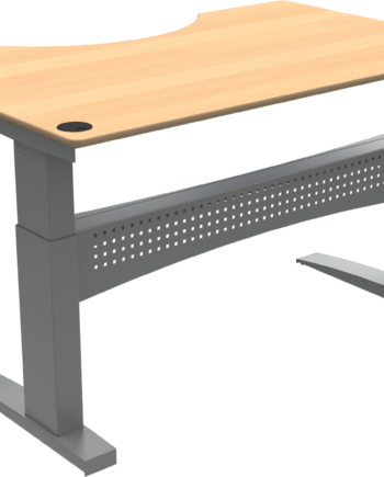 Zennord Flexdesk To-bens Hæve- Sænkebord Sit-stand Skrivebord Med Centerudskæring Bøg Bordplade Sølv Stel 160ã 100 Cm