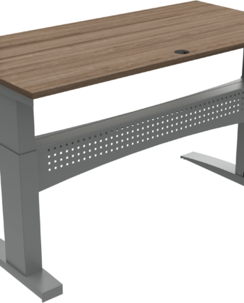 Zennord Flexdesk To-bens Hæve- Sænkebord 160x80 Cm Højdejusterbart 65-122 Cm Mørk Valnød Sølv