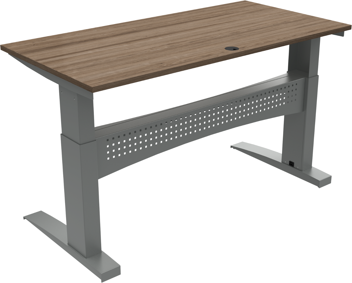Zennord Flexdesk To-bens Hæve- Sænkebord 160x80 Cm Højdejusterbart 65-122 Cm Mørk Valnød Sølv