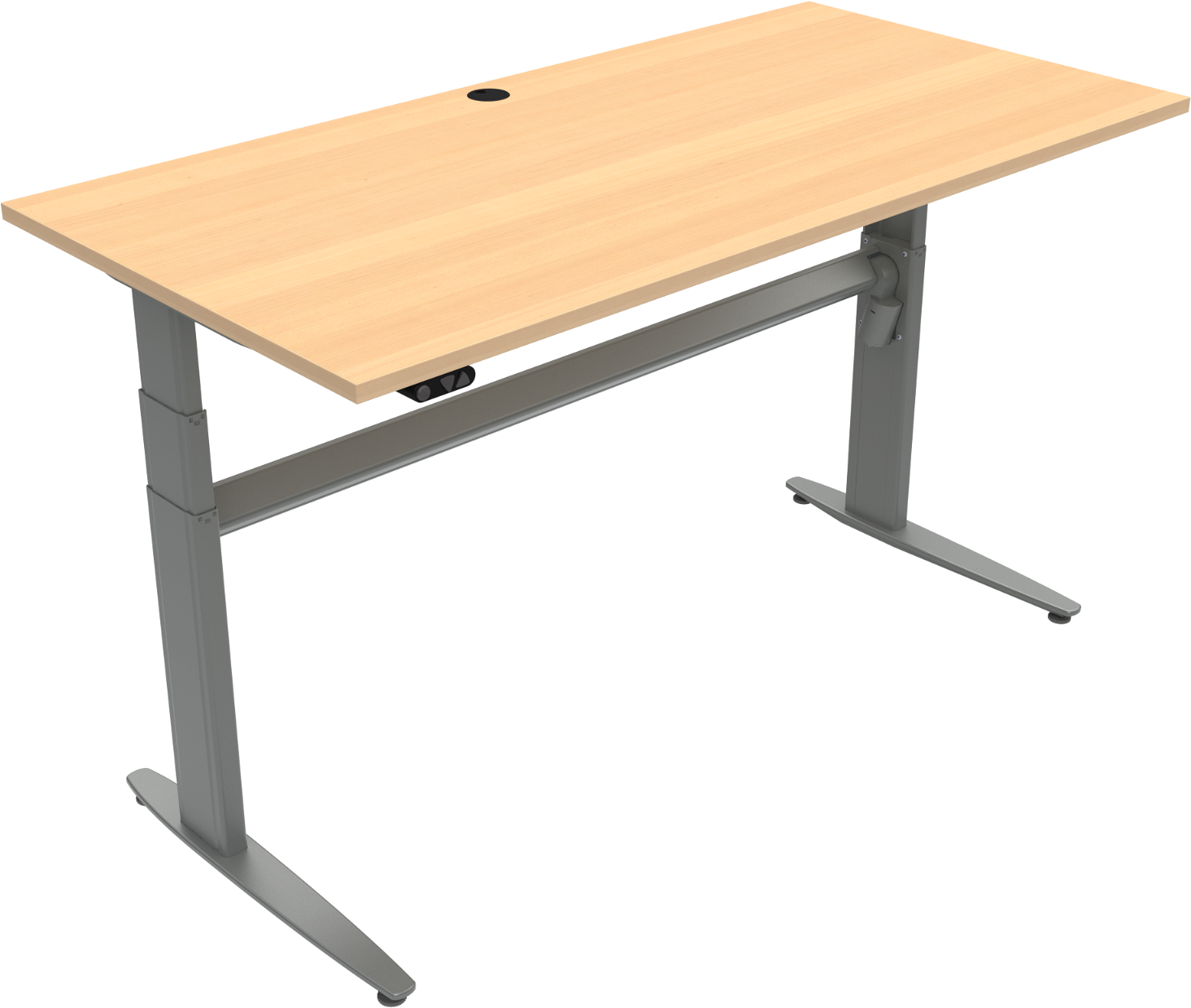Zennord Movemate Ergonomisk  -bens Firkantet Hæve-sænkebord 160x80 Cm Naturbøg Sølv