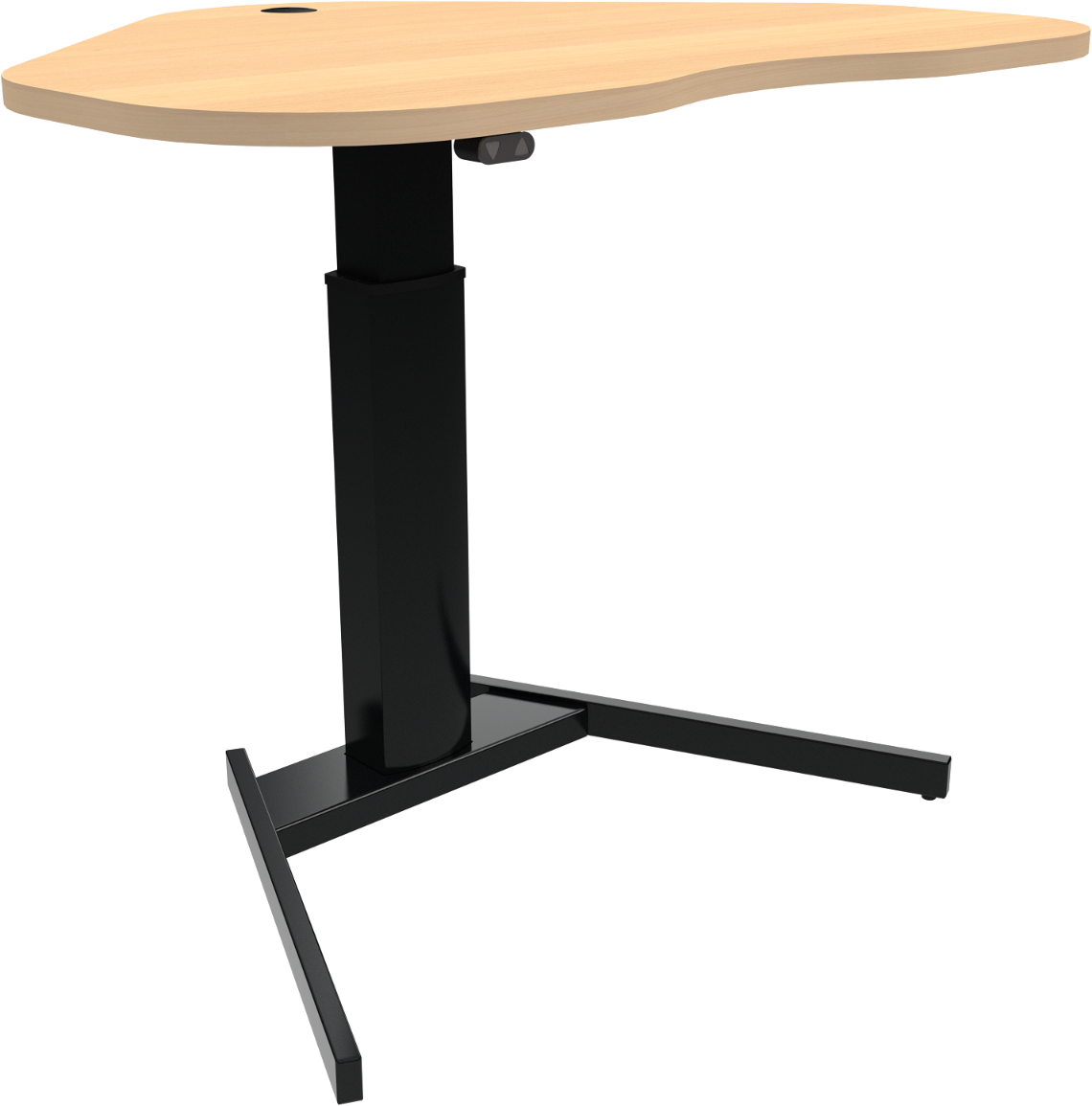 Zennord Optiheight Enkeltbenet Hjerteformet Hæve- Sænkebord Bøg Natur Sort Justerbar 68-120 Cm