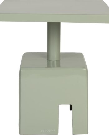 Zuiver Chubby Sidebord   Lysgrå Jern Med Grøn Bund   Småbord Til Stue 40x40x45 Cm