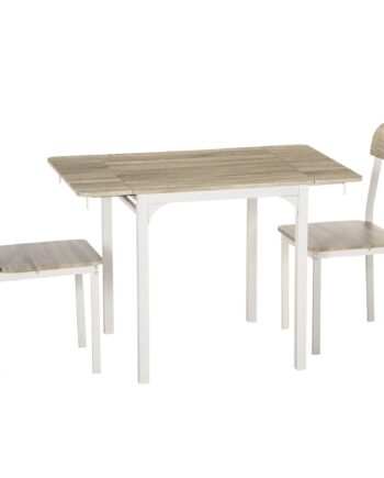 -delt Siddesæt  Foldbart Spisebord Med   Stole  Klapbord  110 Cm   70 Cm   75 Cm  Hvid   Natur