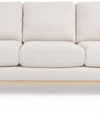 -personers Sofa Kave Home Mihaela  Hvid Micro Bouclé Og Bæredygtigt Bøgetræ H88ã B95ã L203 Cm