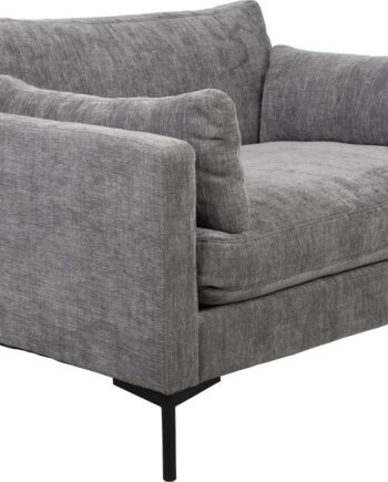-personers Sofa Zuiver Summer Mørkegrå Stof Med Aftageligt Betræk Og Slanke Stålben