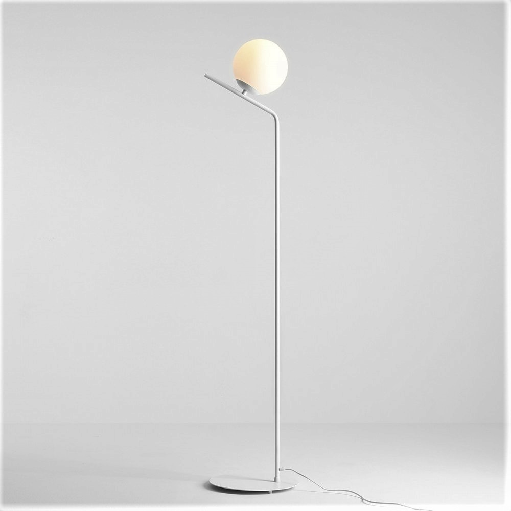 Arts Gulvlampe   Hvidt Metal Og Hvidt Glas